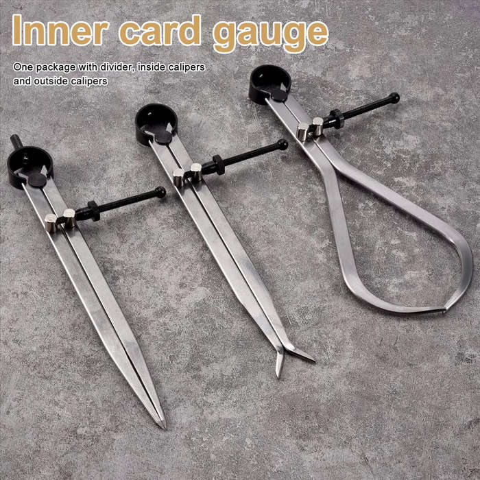 200mm - 3pcs 8Inch Spring Caliper Set Internal Measuring Type with Flat Legs Carbon Steel Machinist