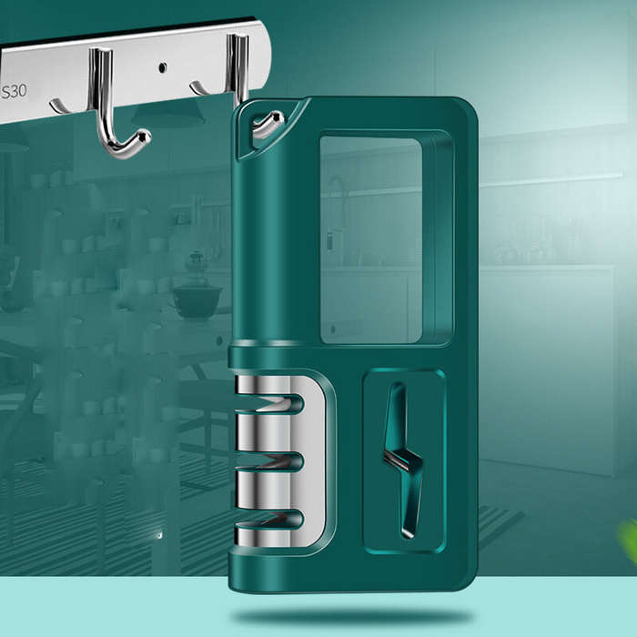 Green - 4-in-1 Knife Scissors Sharpener Knife Sharpener Fast Knife Dual-Purpose Ceramic Knife Sharpe