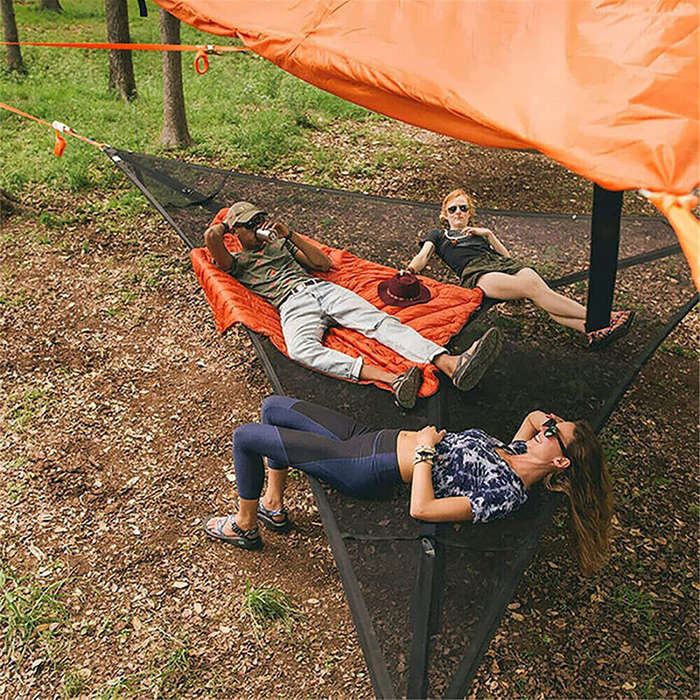 Black - IPRee Portable Triangle Hammock with Storage Bag Outdoor Hanging Bed Anti-Rollover Camping T