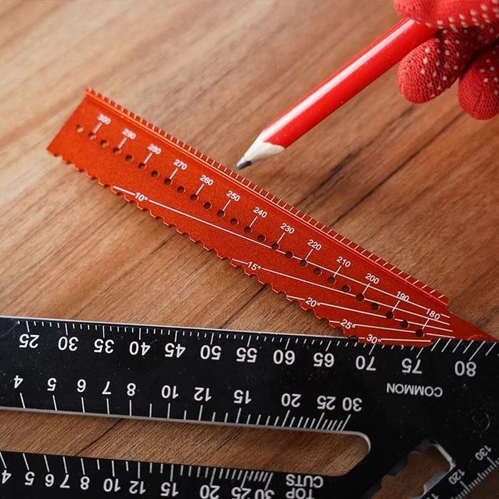 Black - New Woodworking Triangle Ruler Foldable Fixed with Magnet Adjustable Angle 7 Inch 12 Inch Al