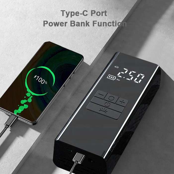 Cordless Tire Inflator Air Compressor Power Bank Portable Digital Tire Pump Fast Inflate Air Pump LE