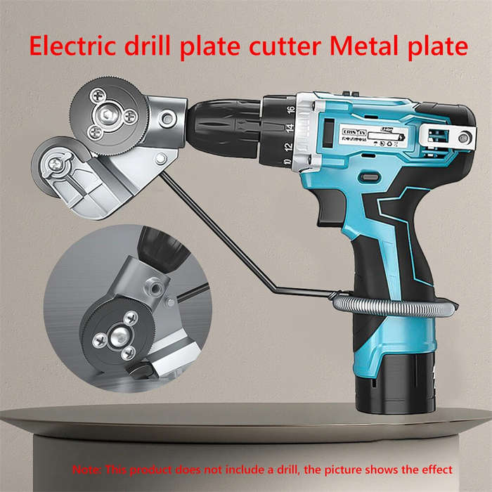 Silver - Titanium Steel Electric Drill Plate Cutter 3.94x3.94x1.18 Portable Metal Sheet Cutting Atta