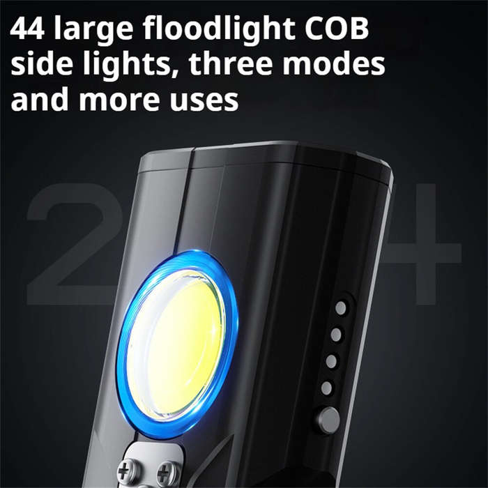 Black - Warsun X608S 4180LM Ultra Bright LED+COB Flashlight Built-in 6000mAh Battery Type-C Recharge