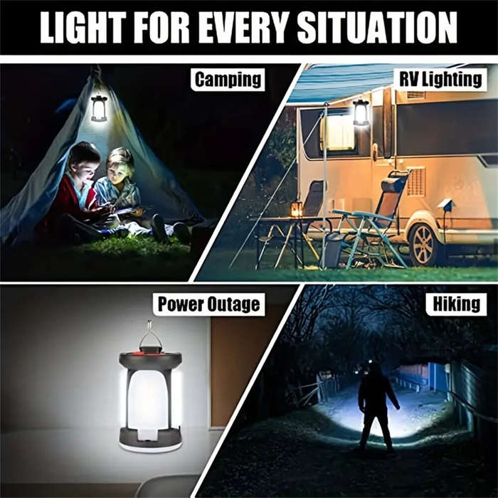 White - IPRee LED Solar Charging Outdoor Camping Light Hanging Folding Tent Light Multifunctional Ho