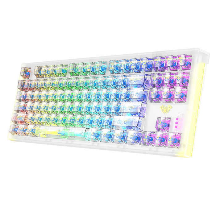 AULA F2183 Mechanical Keyboard RGB 87 Keys Hotswap bluetooth Wired 2.4G Triple Mode Keyboard Transpa