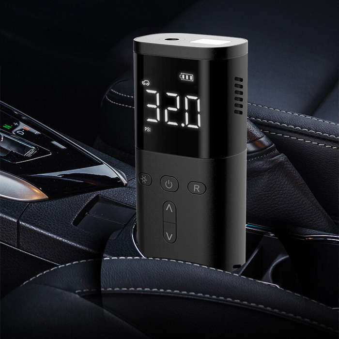 Black - Portable Car Air Pump 5 Modes 60W Tire Inflator Power Bamk For Car Motorcycle Bicycle Ball w
