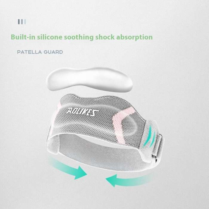 Black - AOLIKES 1PCS Sports Patella Strap Knee Brace Support Silicone Soft Muscle Strength for Arthr