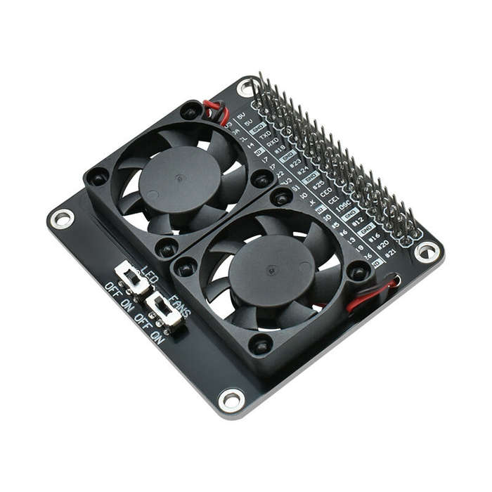 Board Only - Raspberry Pi 4B Dual Fan Cooling Module with Green LED Active Airflow Full GPIO Compati