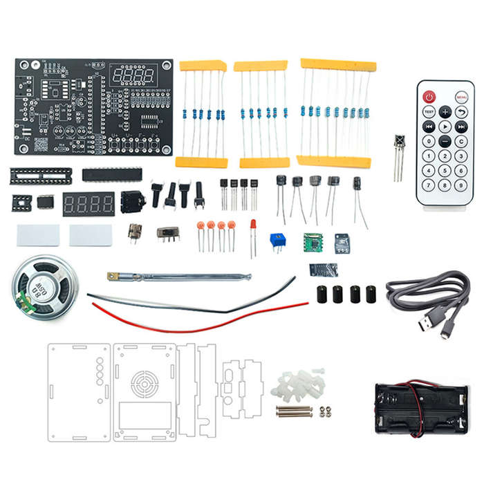Unsoldered Version - FM Radio DIY Kit Multipurpose FM Radio Tuner LED Display Remote Control 5V DC 3