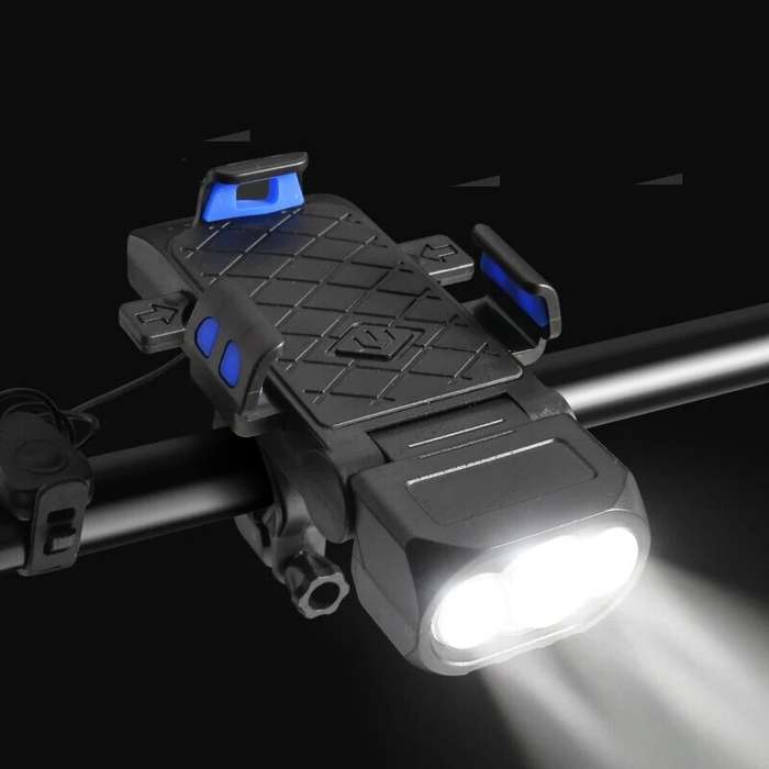 Blue - Xmund 4 in 1 500Lm Brightness Bike Headlight 3000mAh Battery IPX6 Waterproof 3 Light Modes 12
