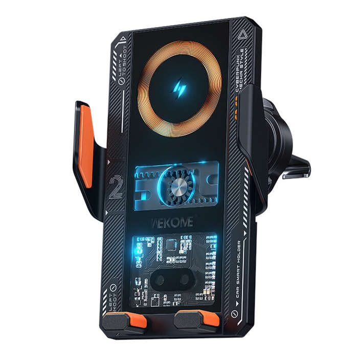 Black - WEKOME WP-U208 15W Car Transparent Magnetic Wireless Charging Stand 360 Adjustable Automatic
