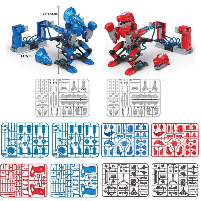 Blue - 2PCS Byjarda VS0301 Hydraulic Boxing Battle Fighting Dinosaur DIY Assembled Remote Control Ro