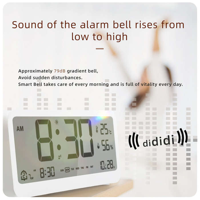 Black - MK8001 LCD Digital Alarm Clock Night Light Electronic Clock Temperature Humidity Calendar We