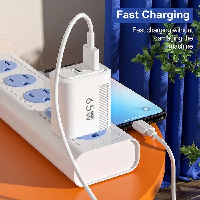 Black & EU Plug - [GaN Tech] APD-180 2-Port USB PD Charger USB-A+USB-C PD QC3.0 Fast Charging Wall C