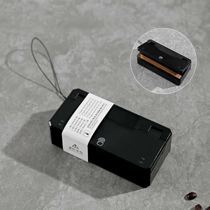 Black - Bincoo Portable Mini Sealer 3000mAH Rechargeable for Hanging Ear Coffee Snacks Teabags