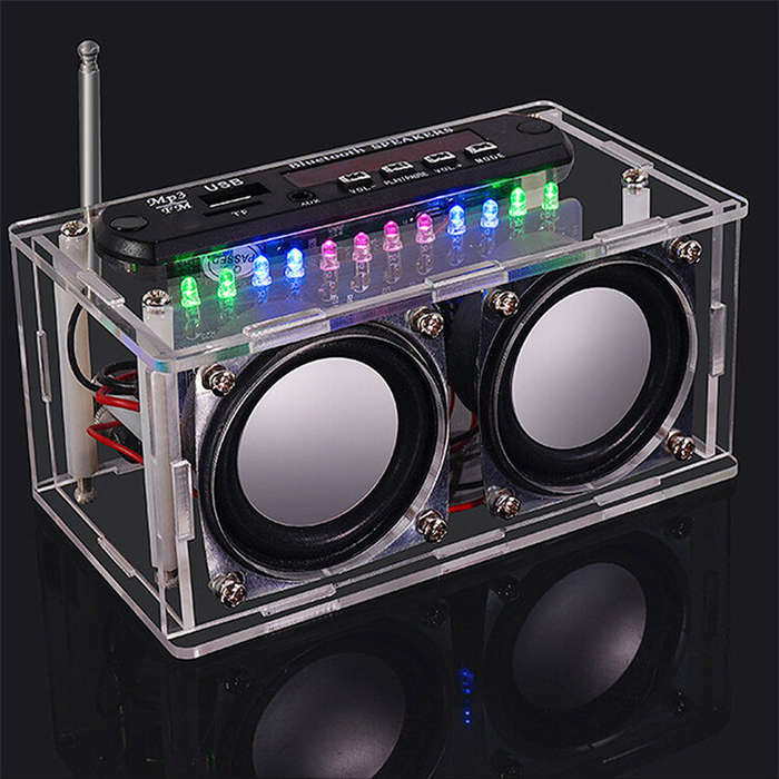 Full Set - DIY bluetooth Speaker Kit with FM Radio 87.5-108MHZ DIY Soldering Project Practice Electr