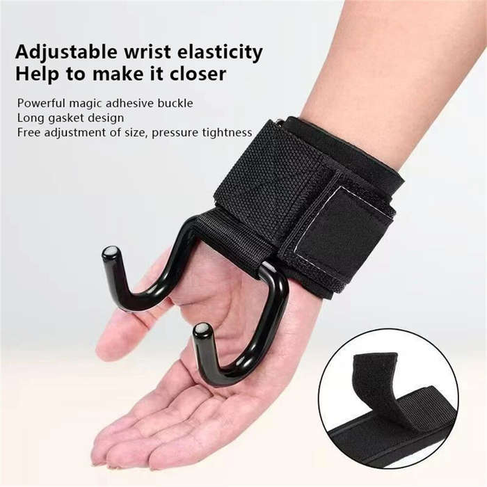 #2 - KALOAD 1pcs Fitness Auxiliary Pull-Ups Hook Grips With Wrist Wraps for Gym Weight Lifting Stren