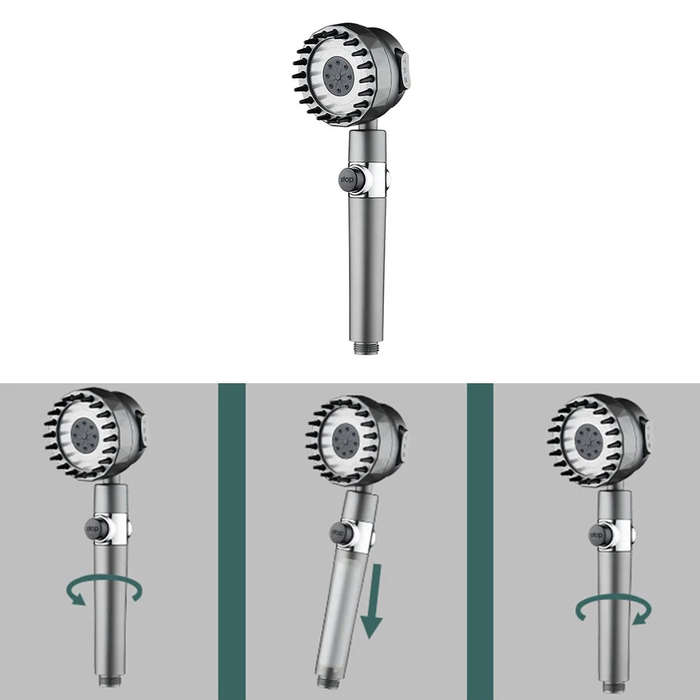 VONATES High-Pressure Shower Head One-Key Stop Adjustable Spray 3-Mode With Massage Brush Filter Rai
