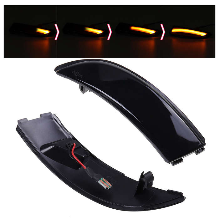 LED Dynamic Side Door Wing Mirror Indicator Lights Turn Lamps Smoked Black for Ford Fiesta B-Max 200
