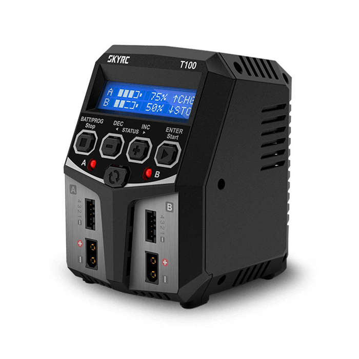 US Plug - SKYRC T100 DUAL 5A 2X50W Balance Charger for 2-4S LiPo/LiIon/LiFe/LiHV Battery
