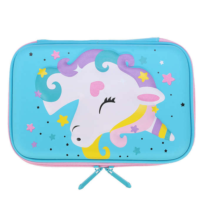 Blue - EVA Cartoon Pencil Case Pen Bag Large Mermaid Crocodile Dinosaur Pencil Box Kids School Stude