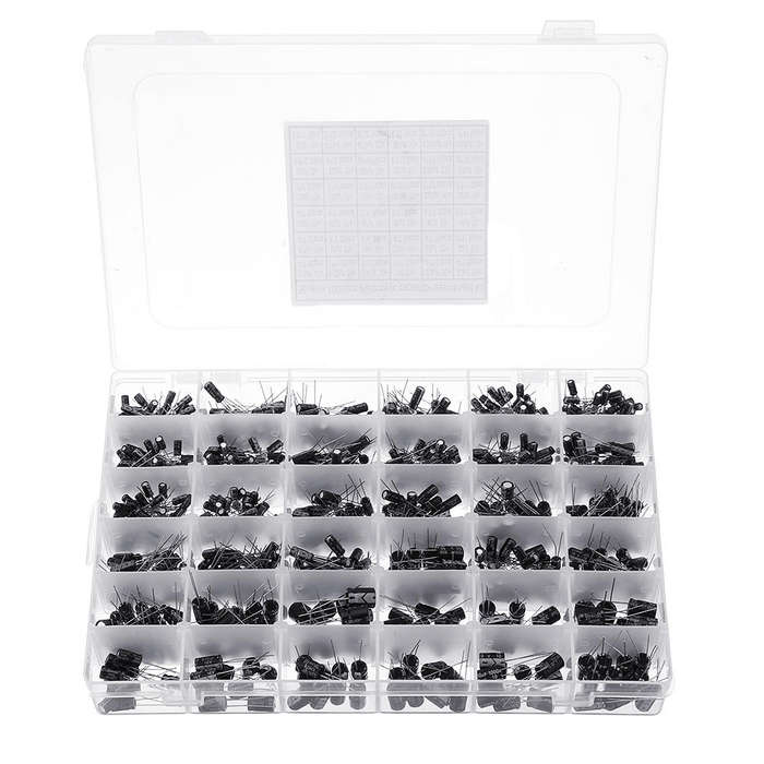 Aemedy 1000pcs 36 Values 0.1uF 50V-1000uF 16V Capacitors 4.7UF 10UF 22UF 33UF 47UF Electrolytic Capa