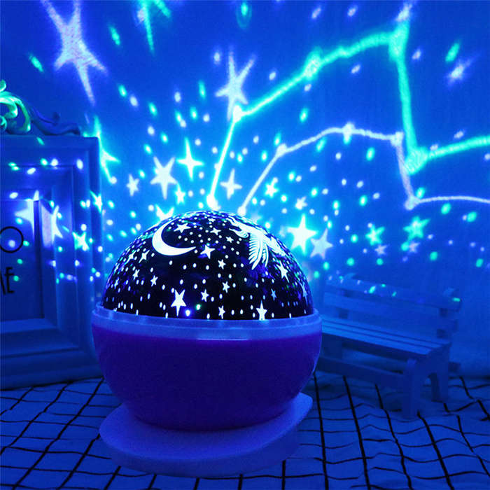 Blue - Bakeey Automatic Rotating Starry Sky Projection Lamp Star Moon Colorful Diamond Starlight Pro