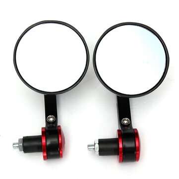 7/8 inch Motorcycle Motor Bike Bar End Rear View Mirror Rrounded (COLOR.: BLACK)