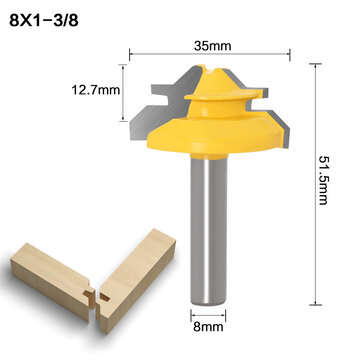 Drillpro 8MM Shank 45 Degree Lock Miter Router Bit Tenon Milling Cutter Woodworking Too... (TYPE: C)
