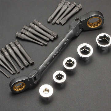 Multifunction Ratcheting Socket Wrench Set Metric with Adapter Socket Screwdriver