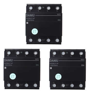 DANIU 4P WiFi Circuit Breaker Time Timer Relay Switch Smart House Voice Remote Con... (CURRENT: 63A)
