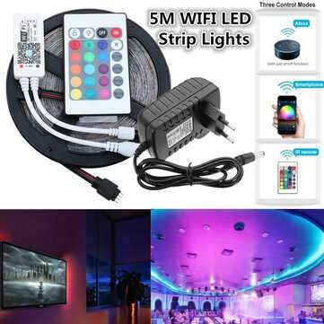 5M SMD2835 Alexa Smart Home WIFI Controller APP Control Non-waterproof RGB LED Strip Light with EU P