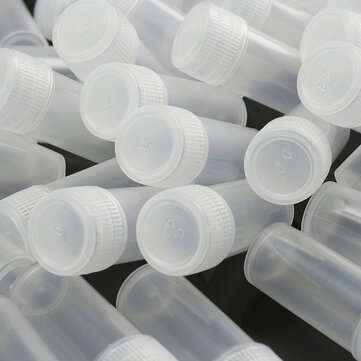 50PCS 5ml Plastic Sample Small Bottle Vial Storage Container Test Tube for Lab