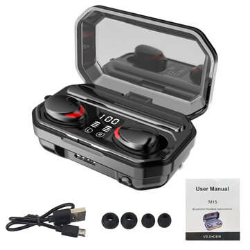 M15 TWS bluetooth 5.1 Earbuds Mini Portable Wireless Earphone Stereo IPX7 Waterproof Headphone Heads
