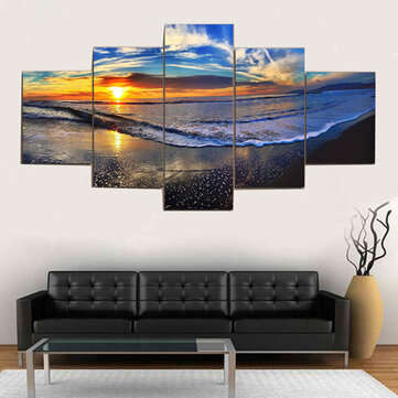 5Pcs Sunset Beach Canvas Paintings Wall Decorative Print Art Pictures Unframed Wall Hanging Home Off