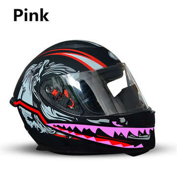 Waterproof Motorcycle Helmet Shark Mouth Light Strip LED Night Signal Lights Lumin... (COLOR.: PINK)