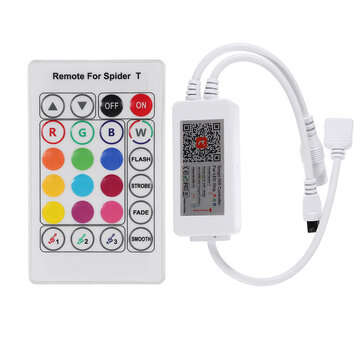 LUSTREON WiFi 4Pins 24 Keys Remote Control RGB LED Controller Works with Amazon Alexa DC5-24V