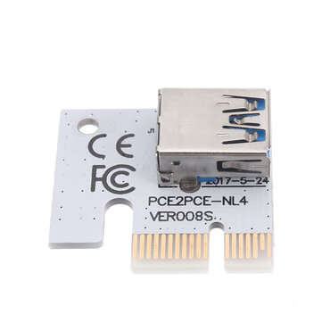 5Pcs USB3.0 PCI-E 1x To 16 x SATA +4P+6P Extender Riser Card Adapter Power Cable Miner