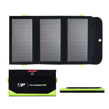 ALLPOWERS 21W Solar Charger with 10000mAh Battery, 3 USB Ports(USB-C and USB-A) SunPower Solar Panel