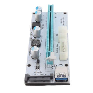 5Pcs USB3.0 PCI-E 1x To 16 x SATA +4P+6P Extender Riser Card Adapter Power Cable Miner