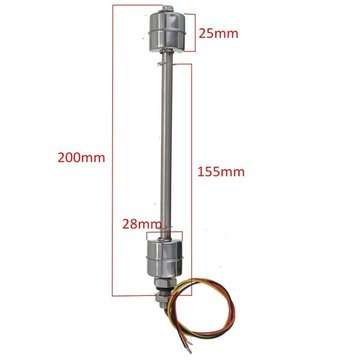 200mm Liquid Float Switch Water Level Sensor Stainless Steel Double Ball