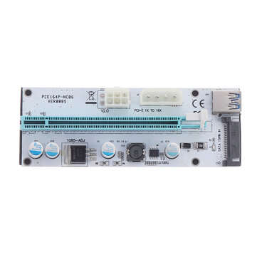 5Pcs USB3.0 PCI-E 1x To 16 x SATA +4P+6P Extender Riser Card Adapter Power Cable Miner