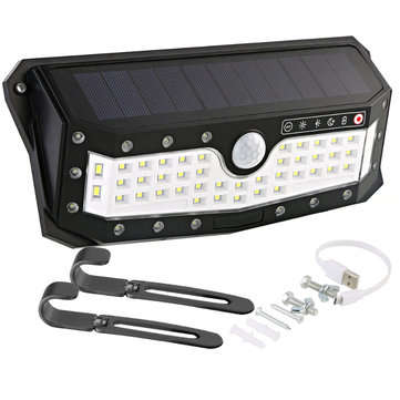 ARILUX Solar Power / USB Rechargeable Waterproof 57 LED PIR Motion Sensor Wall Light Outdoor Garde