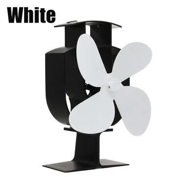 4 Blades Heat Powered Stove Fan for Log Burner Fireplace Eco Silent 6 Color (COLOR.: WHITE)