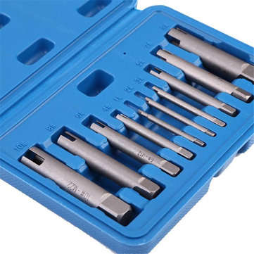 Drillpro 10Pcs Damaged Taps Remover Screw Tap Extractor Set Broken Taps Removal Kit