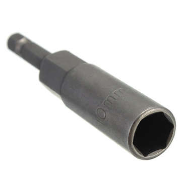 80mm Long 10mm Hex Socket Nut Driver Setter 1/4 Inch Hex Shank