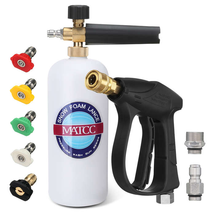 MATCC 1L Bottle Snow Foam Lance Car Washer Tool with 5PCS Pressure Washer Spray