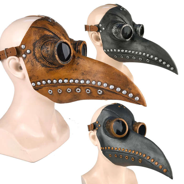 Halloween Medieval Steampunk Plague Doctor Bird Mask Latex Punk Cosplay Masks Long Nose Beak Adult H