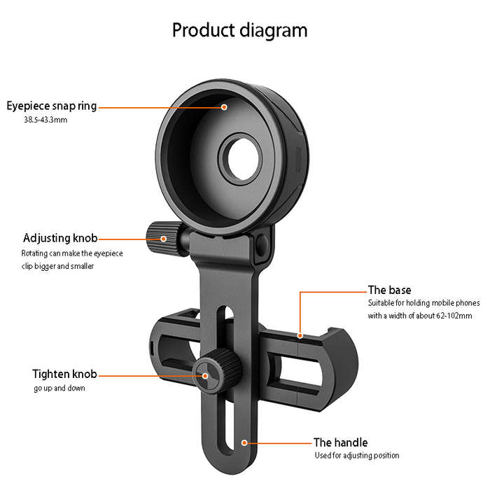 Cell Phone Adapter with Spring Clamp Mount Monocular Microscope Accessories Adapt Telescope Mobile P