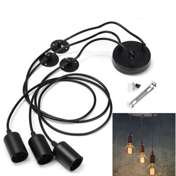 New E27 3 Heads Vintage Industrial Edison Ceiling Lamp Chandelier Pendant Light